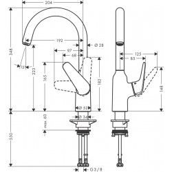 Hansgrohe Einhebel-Küchenmischer Spültischmischer mit Schwenkauslauf Focus M42 SPTM 220 1j Chrom 71802000