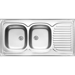 Küchenspülen & Spülbecken-Deante Tango Aufsatzspüle aus Stahl mit 2-Becken und Abtropffläche - aufgesetzt ZE6_0210