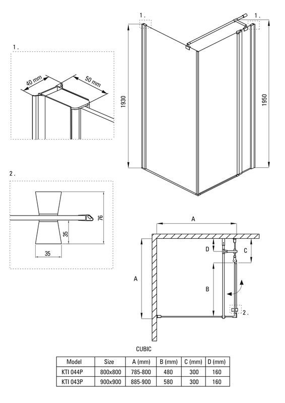 Detail-Deante Cubic Badezimmer Duschkabinen Quadratische und rechteckige Quadratt-duschkabine, 80x80 cm