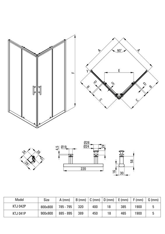 Detail-Deante Jasmin Plus Quadratische und rechteckige Duschkabine 80x80cm KTJ_042P für Badezimmer