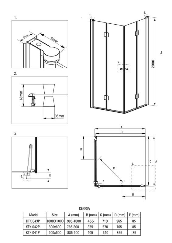 Detail-Deante Kerria Badezimmer Duschkabinen Quadratische und rechteckige Quadratt-duschkabine, 90x90 cm