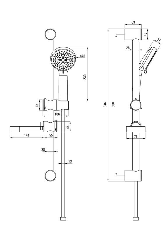 Detail-Deante Neo Badezimmer Duschsystem, 3 Funktionen NEE_051K