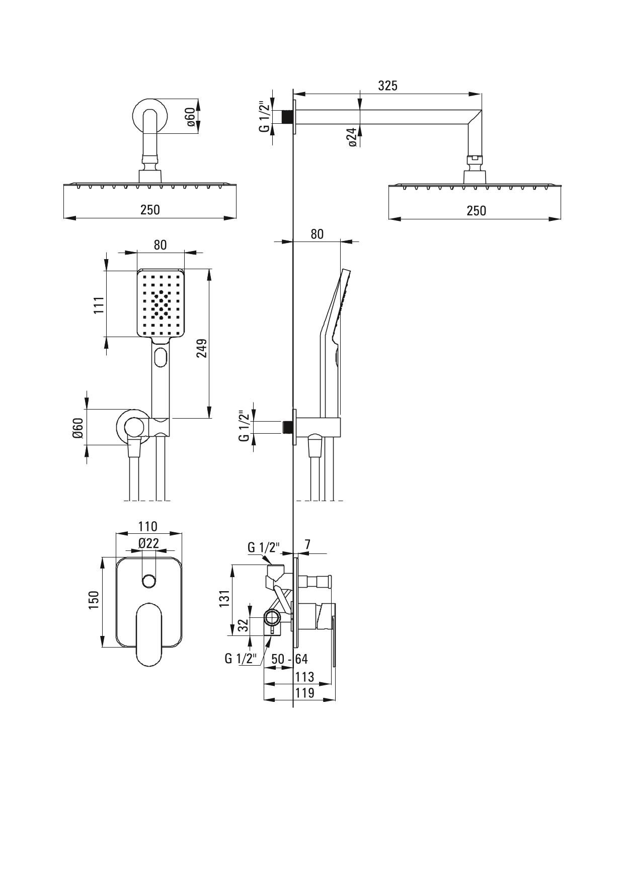 Detail-Deante Alpinia Unterputz-Duschsets Armaturen für Badezimmer - NAC_09LP
