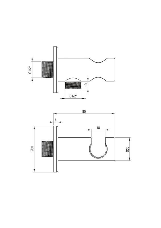 Detail-Deante Cascada Winkelanschlüsse mit Halter für Handbrause für Badezimmer - NAC_A51K
