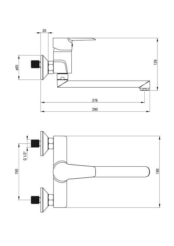 Detail-Deante Corio BFCE080M - ökologische Wand-Küchenarmatur mit ECO-Kartusche in Edelstahloptik