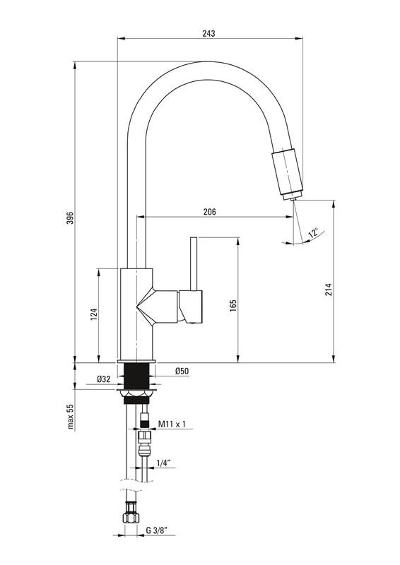 Detail-Deante Aster Küchenarmatur mit Anschluss an Wasserfilter BCA_B64M