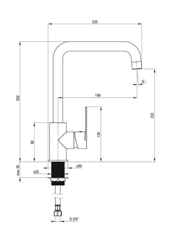 Detail-Deante ALPINIA Küchenarmatur - Chrom Mischbatterie mit Spültischarmatur und Wasserhahn