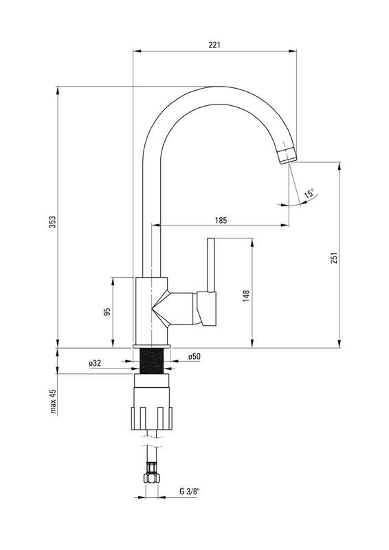 Detail-Deante Milin Küchenarmatur - BEU_B62M Mischbatterie mit klarem Design